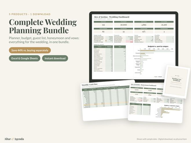 Wedding Planner Bundle on a laptop and tablet