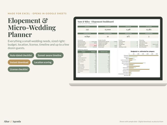 Elopement & Micro-Wedding Planner on a laptop and tablet