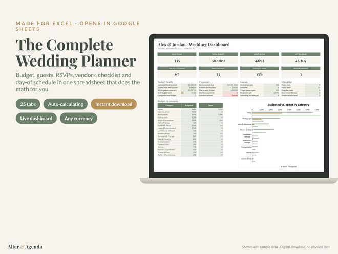 The Complete Wedding Planner on a laptop and tablet