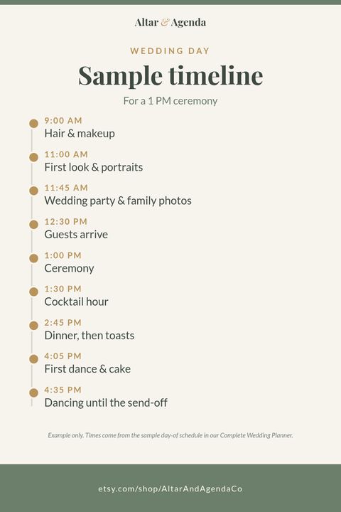 Pinterest graphic: sample wedding day timeline