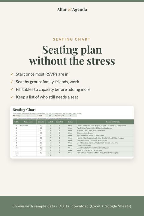 Pinterest graphic: seating chart tips