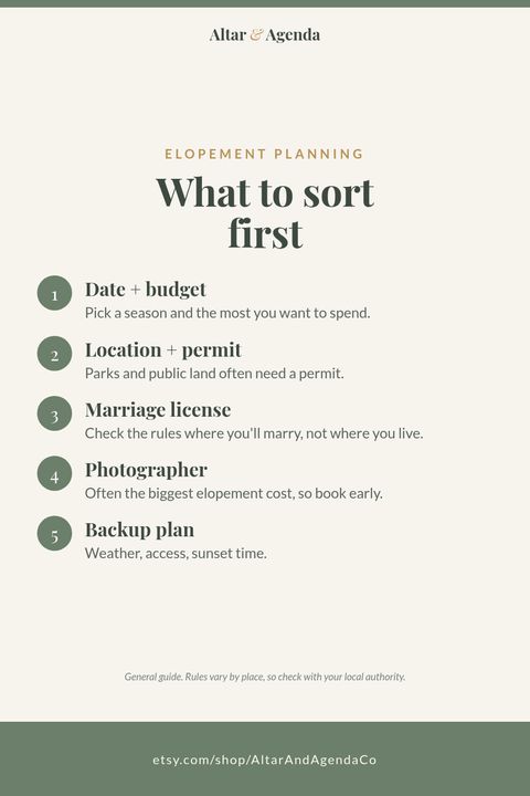 Pinterest graphic: elopement planning checklist