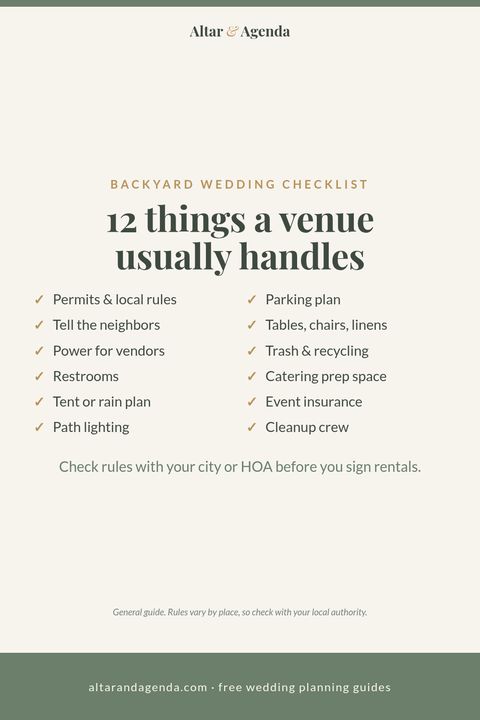 Pinterest graphic: backyard wedding checklist