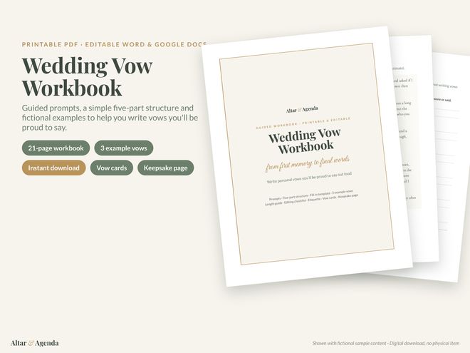 Wedding Vow Workbook on a laptop and tablet